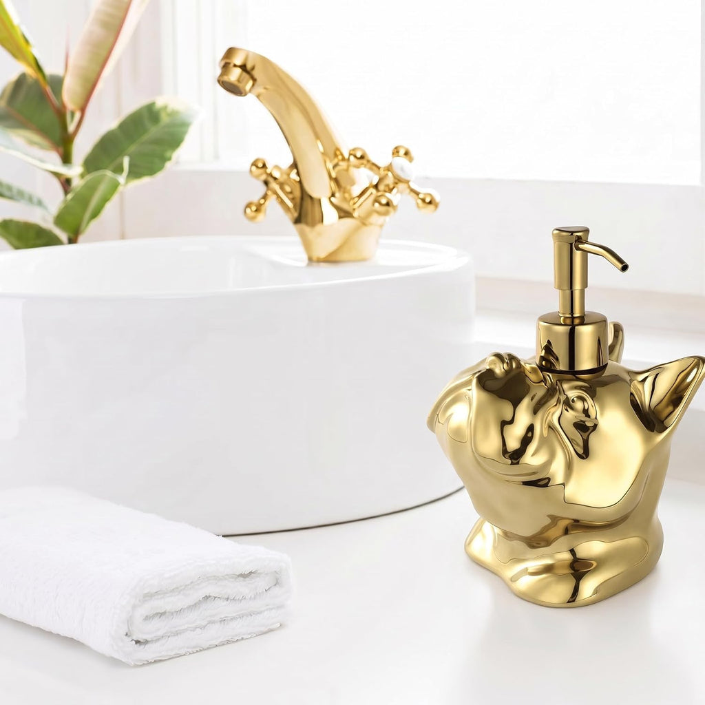 Gold French Bulldog Hand Soap Dispenser Dog Lover Gift