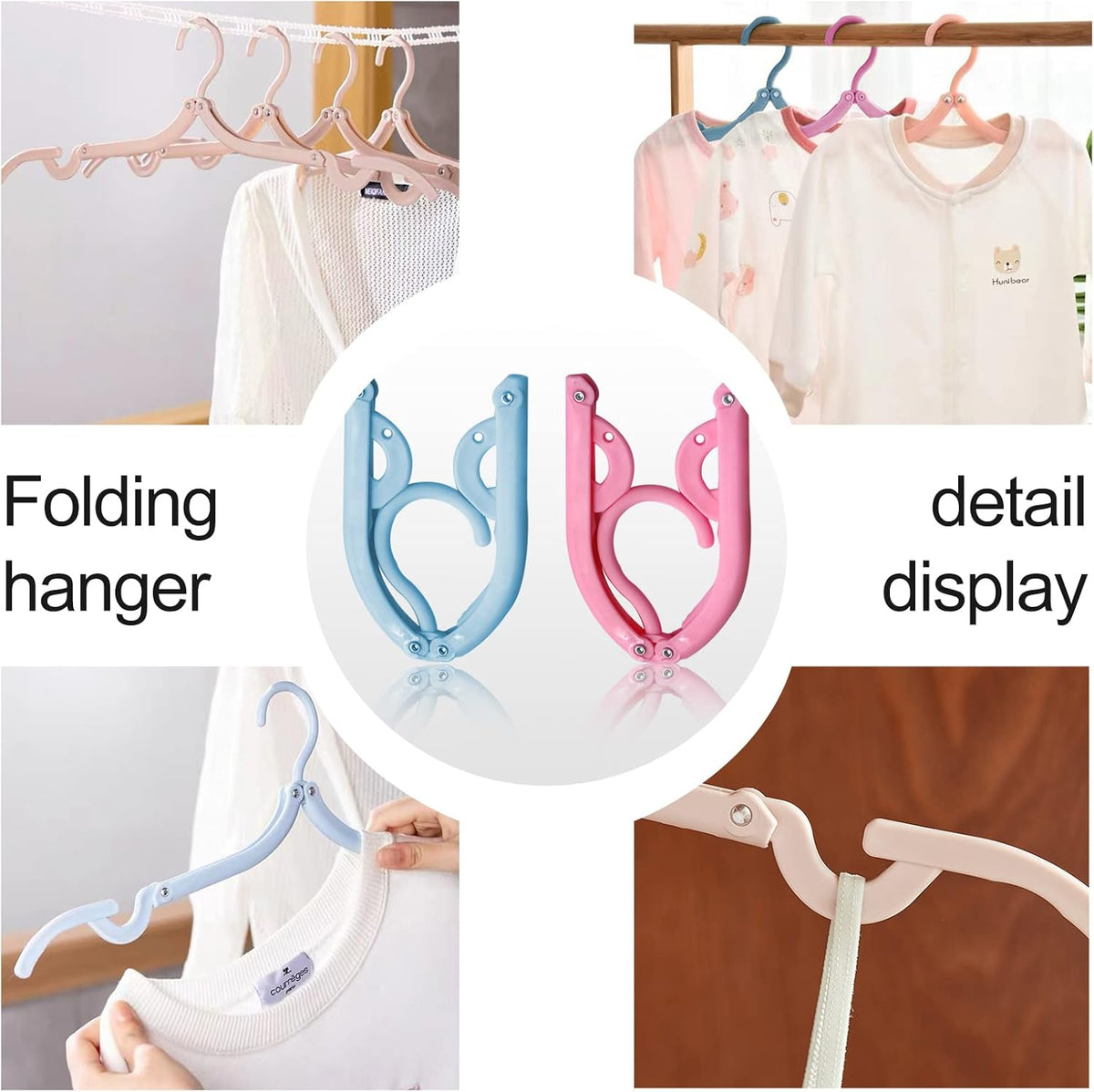 12 Pcs Travel Hangers,Portable Folding Clothes Hangers ，Clothes Drying Rack for Home and Travel （3 Color）
