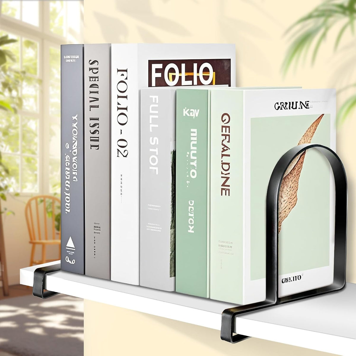 AJART Heavy Duty Bookends for Shelves: Metal Clamp Book for Vinyl Records