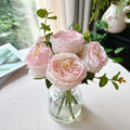 Artificial Flowers in vase, Vivid Faux Rose Flowers Arrangements, Austin Rose Centerpieces for Tables, Flower Ornaments and Flower Arts for Living Room (Champagne)