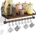 Alsonerbay Floating Shelf Coffee Bar Shelf with Towel Bar, Dark Brown
