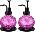 Tioncy Purple 2 Pcs Glass Soap Dispenser 8oz / 240ml with Silicone Coasters