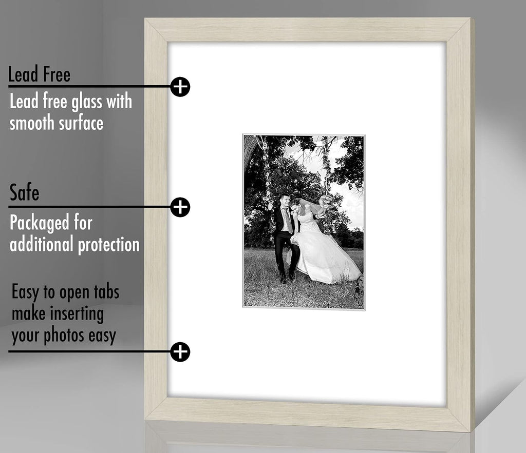 Americanflat 11x14 Picture Frame - Matted to 5x7 - Light Wood