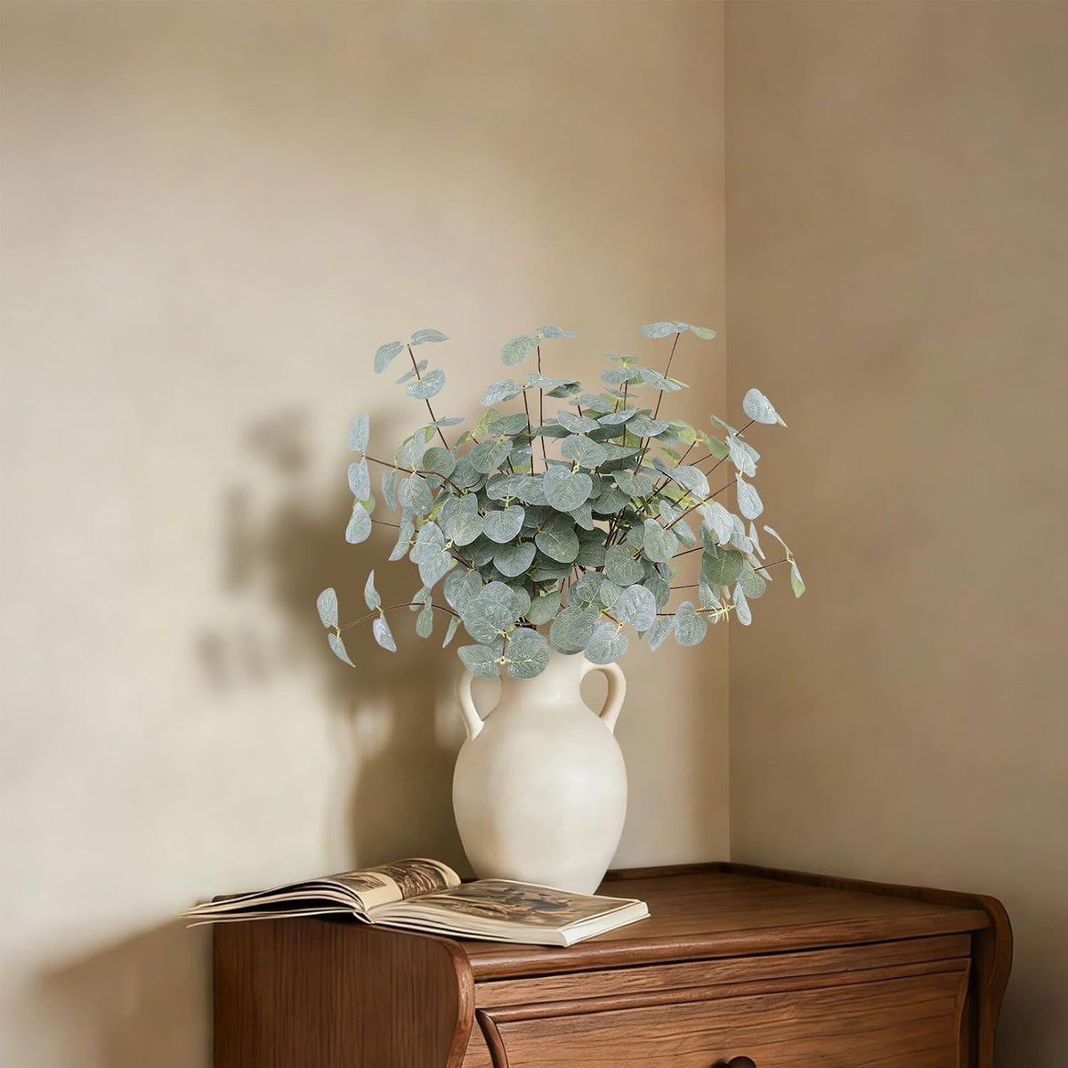 5Pcs Artificial Eucalyptus Stems Faux Greenery Silver Dollars Eucalyptus