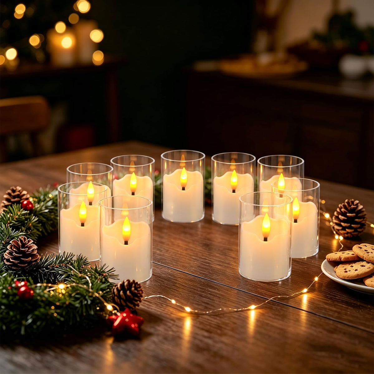 12Pcs Acrylic Flameless LED Tea Lights Candles with Remote Timer
