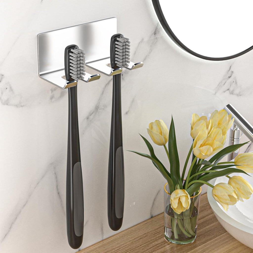 Electric Toothbrush Head Holder, Toothbrush Holders Wall Mounted, Electric Toothbrushs Holder, Bathroom Shower Tooth Brushing Holder, Tooth Brush Head Holder Organiser (Silver, Small)