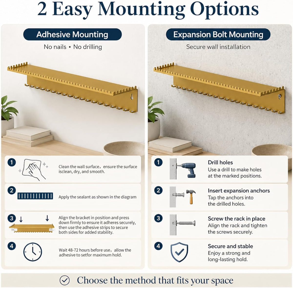 Wall Mounted Necklace Holder with Shelf, Wall Jewelry Organizer,Gold