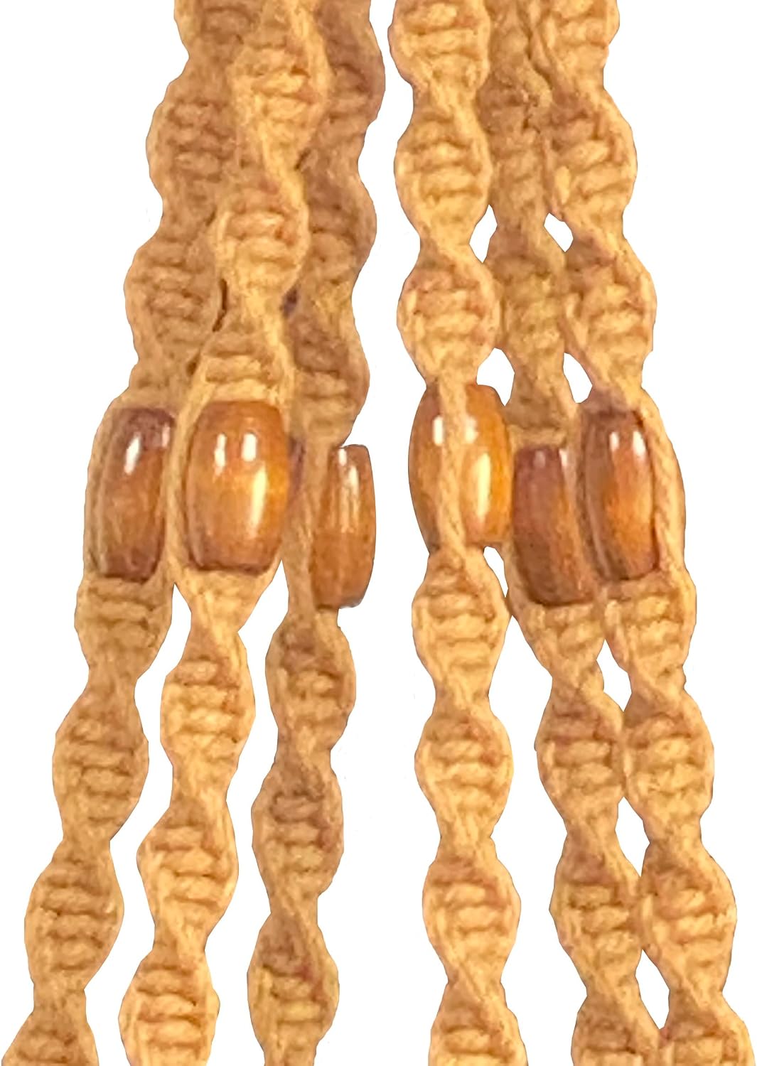 6 Legs Macrame Natural Brown Cotton Plant Hanger & Holder and Metal Ring, 51-inches Length (Without the White Pot and Plant) (Brown)
