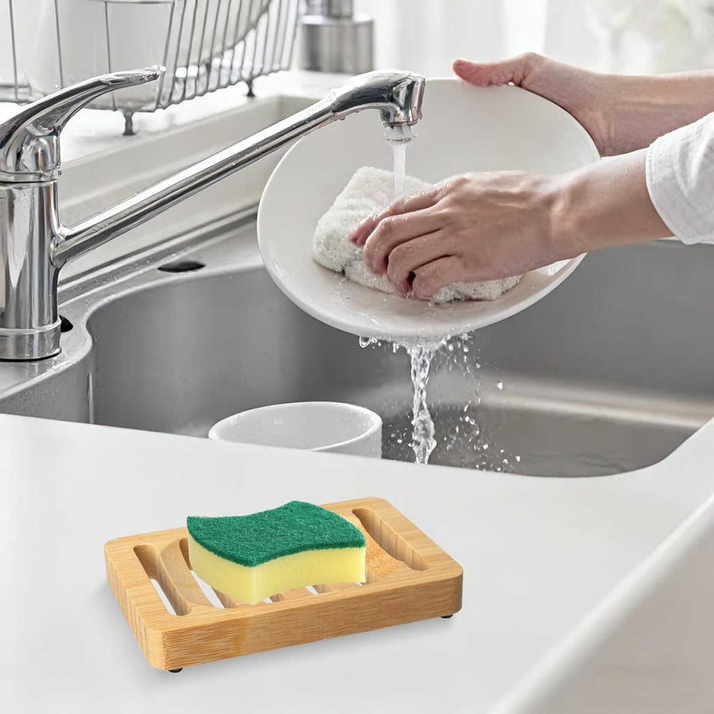 Wooden Soap Dish, Bamboo Soap Holder for Shower, Self Draining Tray