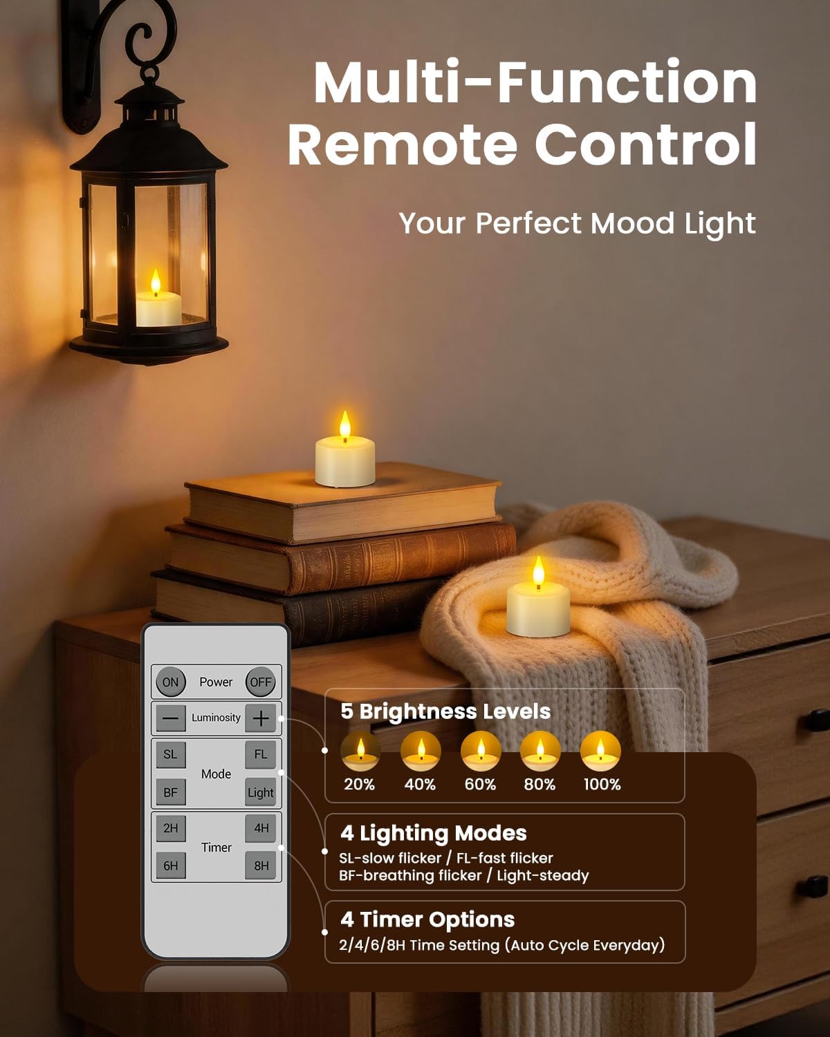 Yme Rechargeable Tea Lights with Remote, Up to 110H Long Lasting Candles