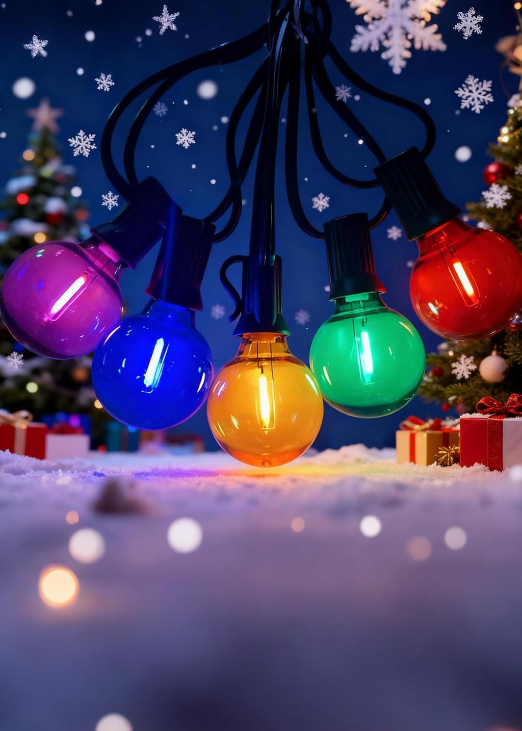 25Ft LED Multicolor String Lights Outdoor, Christmas Decor Patio Lights