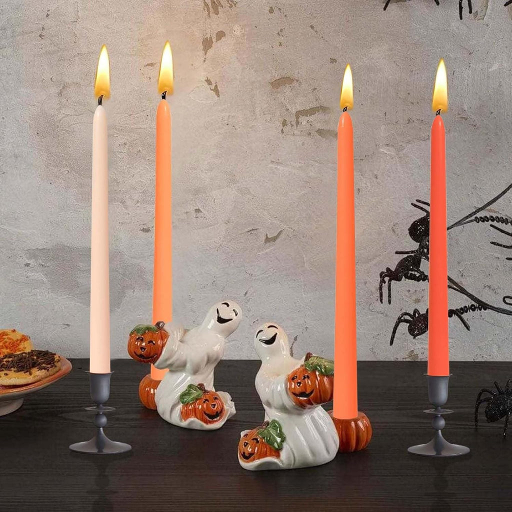 10in Gradient Taper Candles Set of 4 Pack Tapered Candle, Tall Candlesticks,for Dinner Party Wedding, Home Decor,Kitchen Decors,Christmas,Halloween (Orange Gradient, 10 inch)