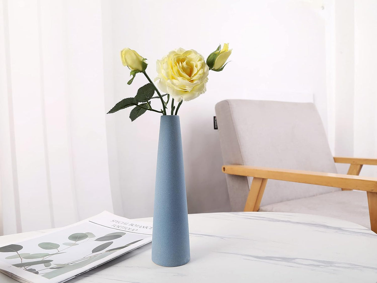 Ceramic Vase, Modern Home Decor Ceramic Vases, Frosted Porcelain vase, Grey Minimalist vases,Living Room Decoration，Ideal Shelf, Best Decoration. (Blue)
