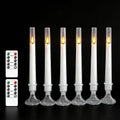 MUMCHASI White Flameless Candles, Battery Operated Taper Candles for Wedding, 6 Pcs LED Candlesticks, Acrylic Flickering Candlelights with Remote for Home Table Wedding Party Decor H9.45”