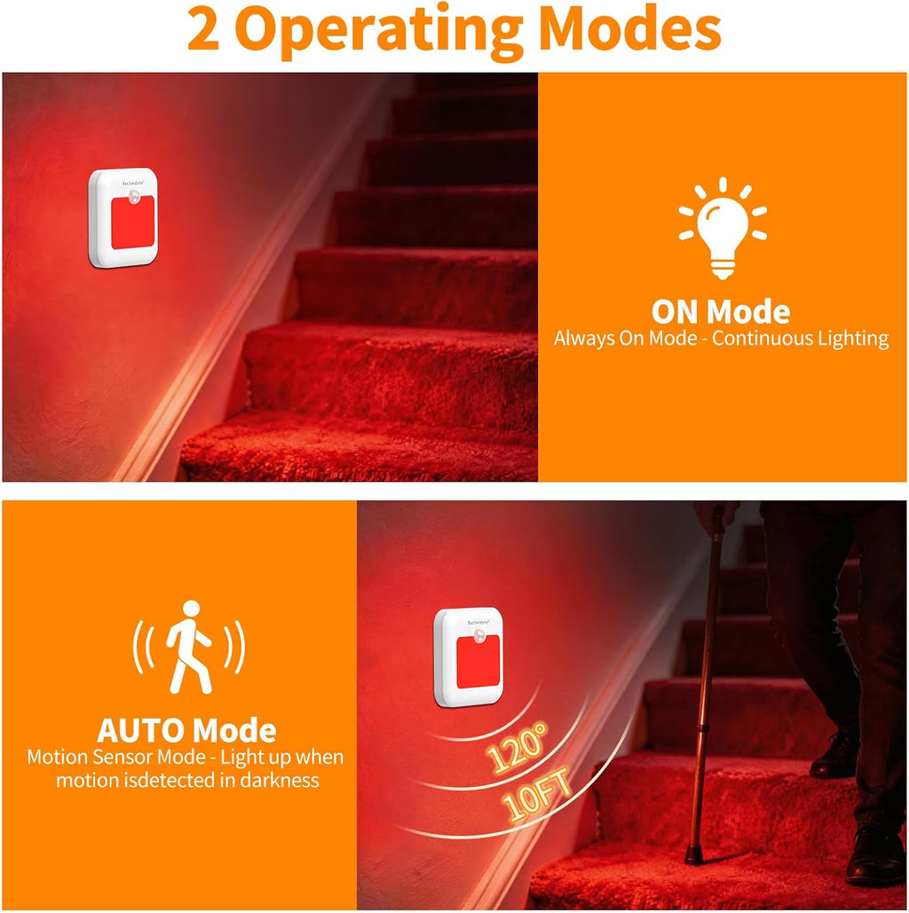 Red Light Motion Sensor Night Lights Rechargeable Red Lights Stick on Magnetic Lights 670nm Red Light Lamp for Sleep, Bathroom, Bedroom, Stair, Hallway, Travel, Home Decor, 4Pack