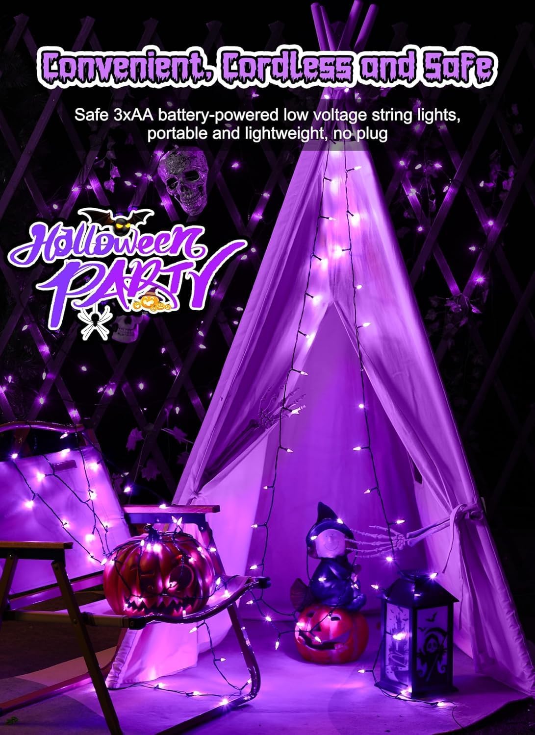 Brightown Purple Battery Operated Christmas String Lights with Timer