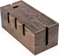 Walnut Wood Cable Management Box for Power Strip, Magnetic Lid