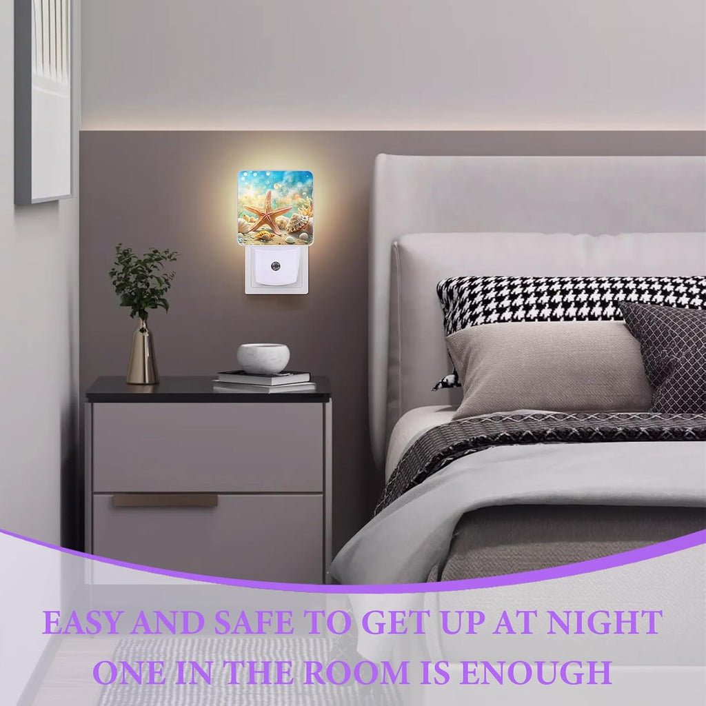 Beach Seashell Night Light,Night Lights Plug into Wall,Led Lamp for Stairway/Hallway/Bedroom 0.5W Nightlight Sleep Friendly