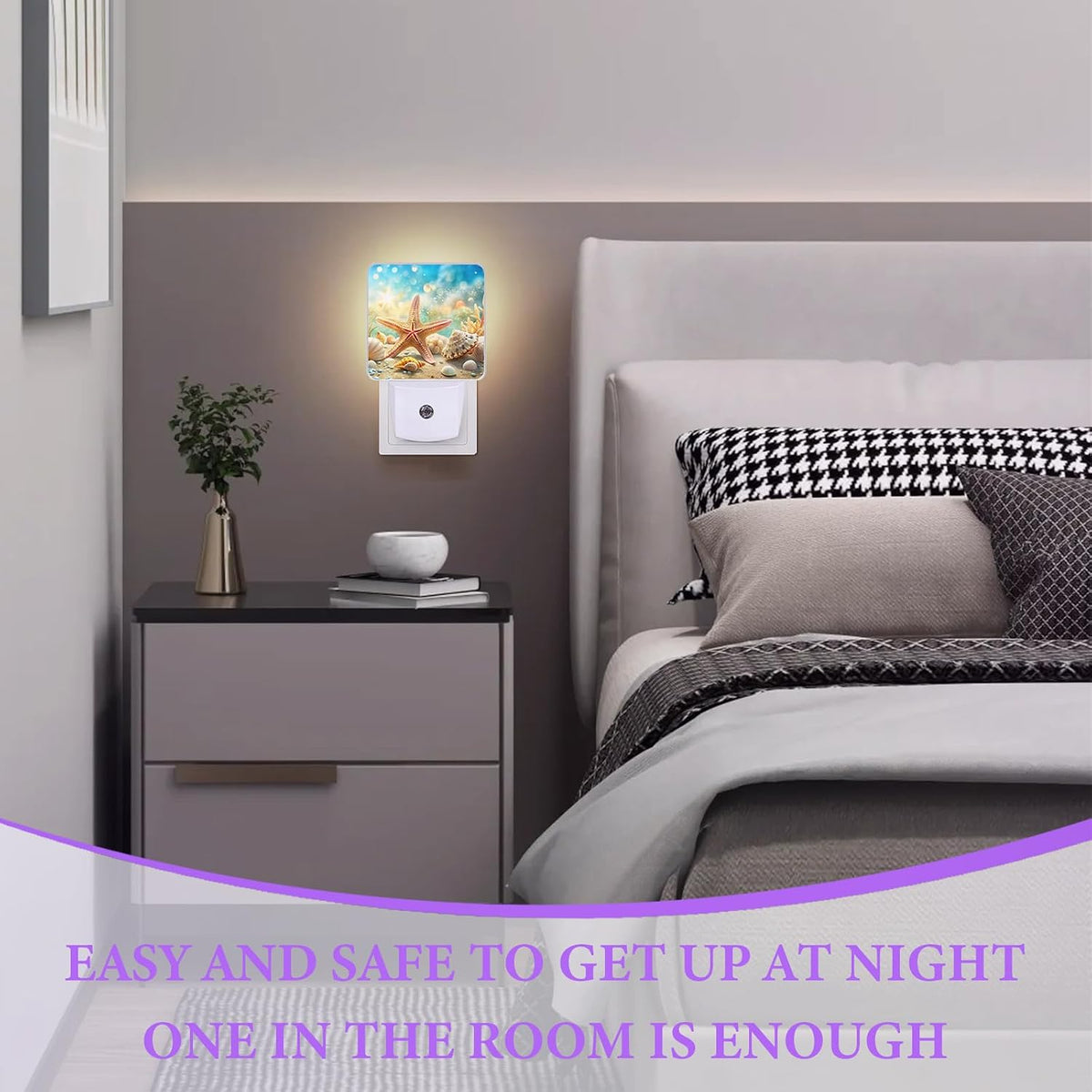 Beach Seashell Night Light,Night Lights Plug into Wall,Led Lamp for Stairway/Hallway/Bedroom 0.5W Nightlight Sleep Friendly