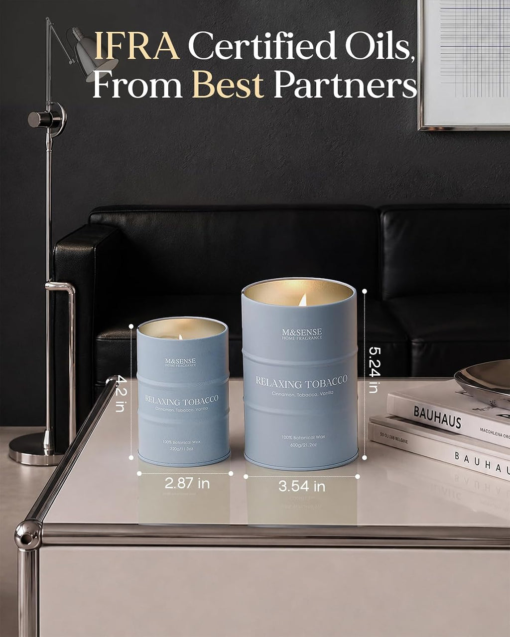 M&SENSE Tobacco Vanilla Scented Soy Candles, 11.3oz