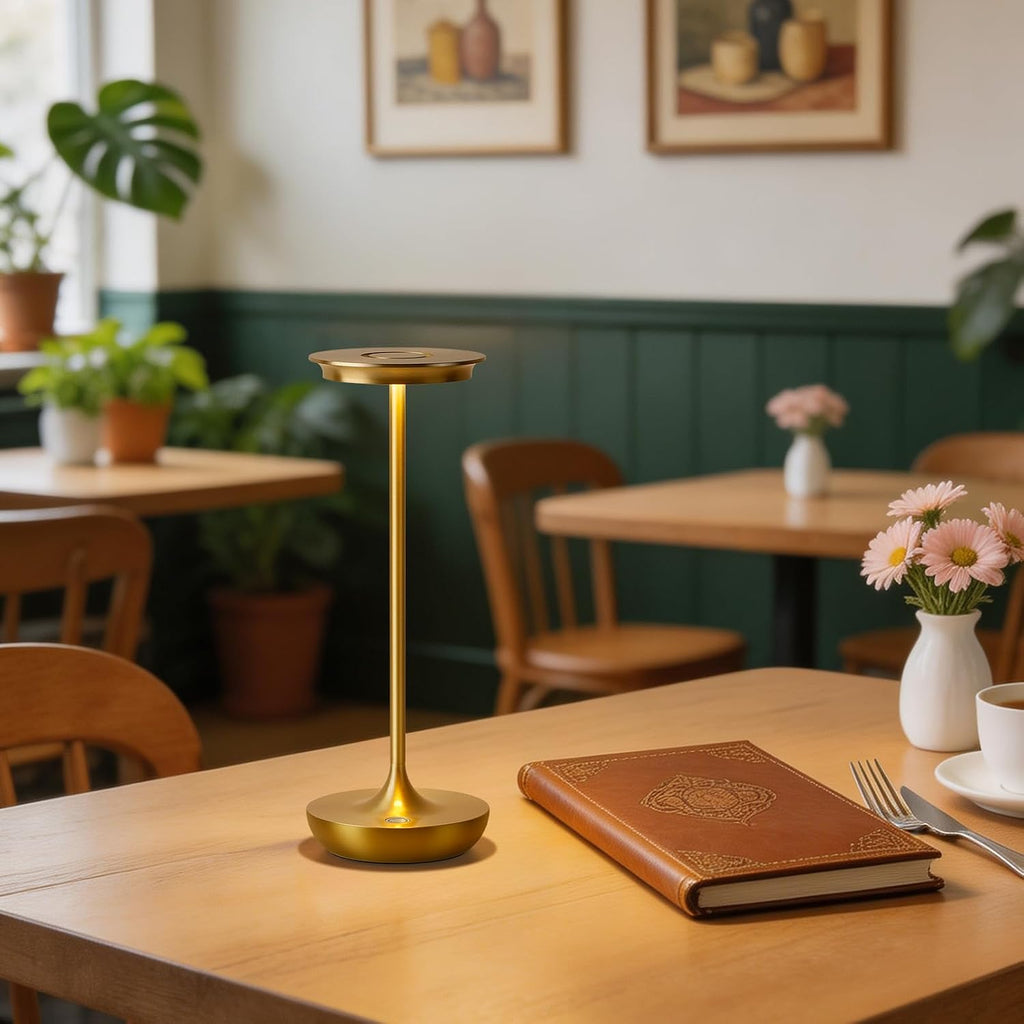 LED Rechargeable Cordless Table Lamp Battery Operated Light Set of 2 Gold