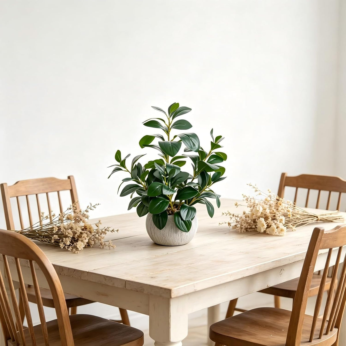 AlphaAcc 17" Artificial Ficus Cement Pot Home Kitchen Office Decor
