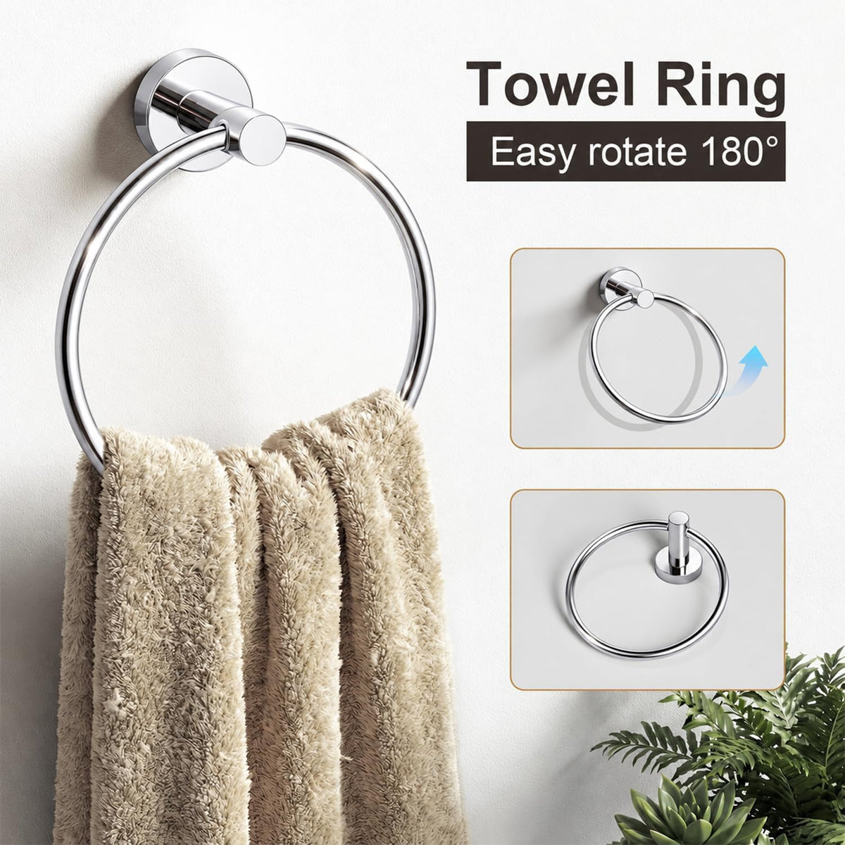 Chrome Bathroom Accessories Set, 6 Pieces Bathroom Hardware Set Chrome Bathroom Set, 24 Inch Towel Racks for Bathroom, SUS304 Stainless Steel Bath Towel Bar Set Toilet Paper Holder Wall Mounted