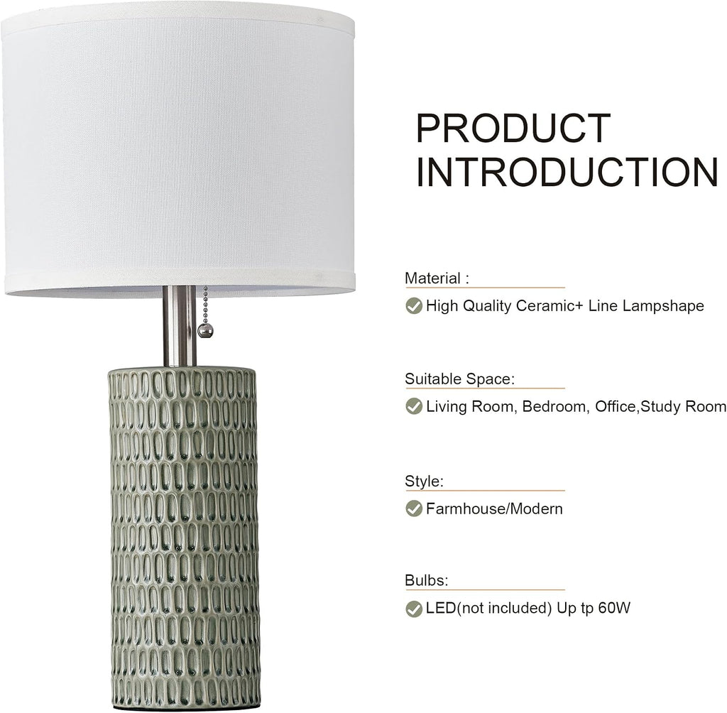 Reaketon Modern Table Lamps Set of 2, Bedside Lamps for Nightstands, Green