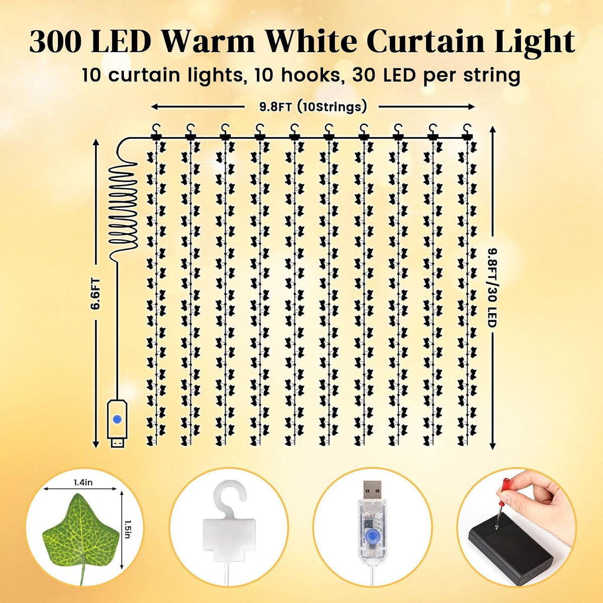DomeStar Vine Lights, 300 LED Vines with Fairy Lights with Remote, Ambient