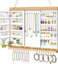 Large Rotating Hanging Jewelry Organizer, 5-Tier Wall Mounted Earring Holder for 180 Pairs, Jewelry Rack for Earrings, Necklaces, Bracelets & Rings, Necklaces, Bracelets & Rings, for Girls, White