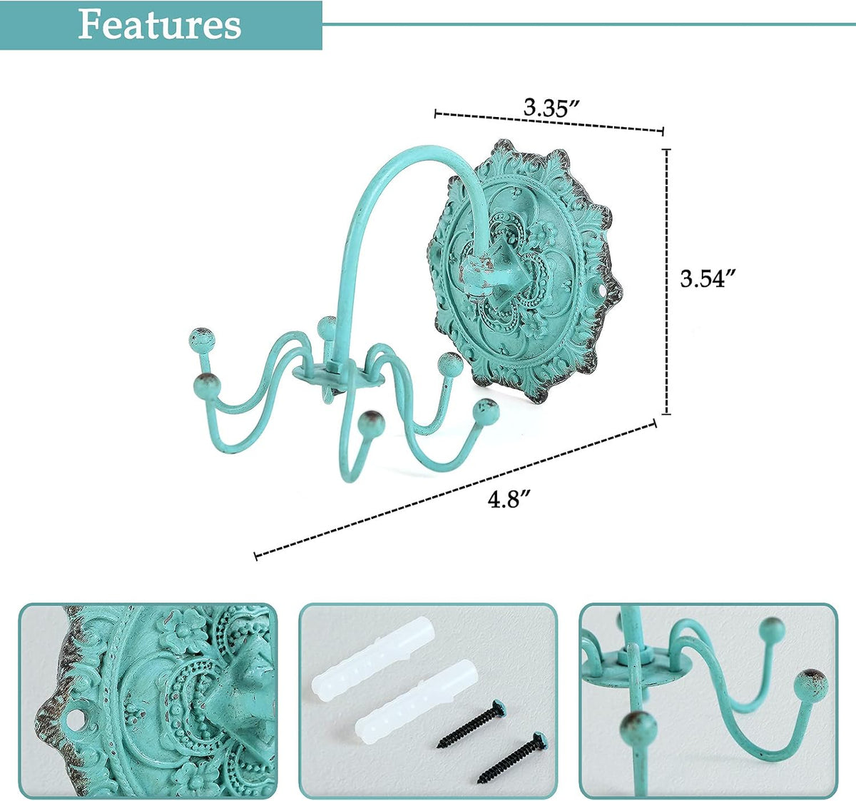 NIKKY HOME Wall Jewelry Organizer with 6 Rotatable Hooks