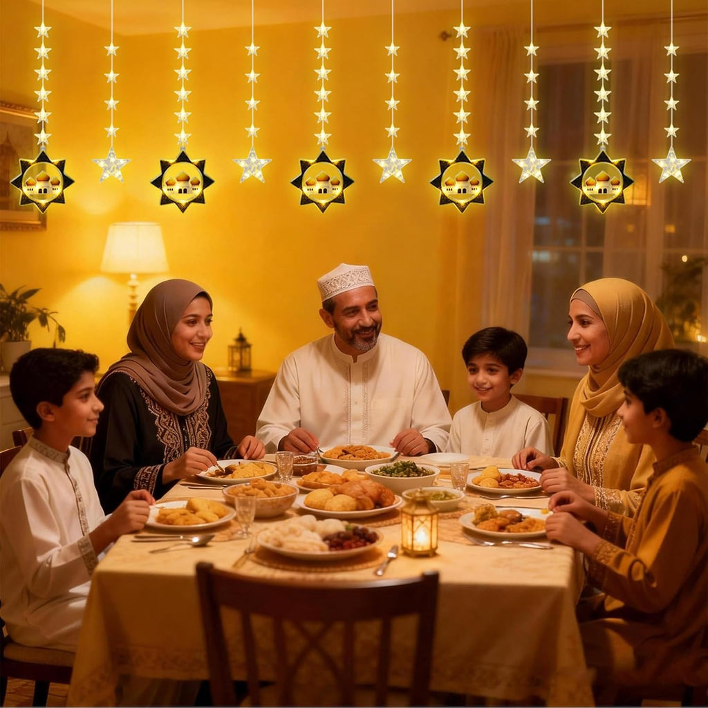 Vigdur Star Curtain Lights, 10FT 120 LEDs Ramadan Fairy Lights with Remote