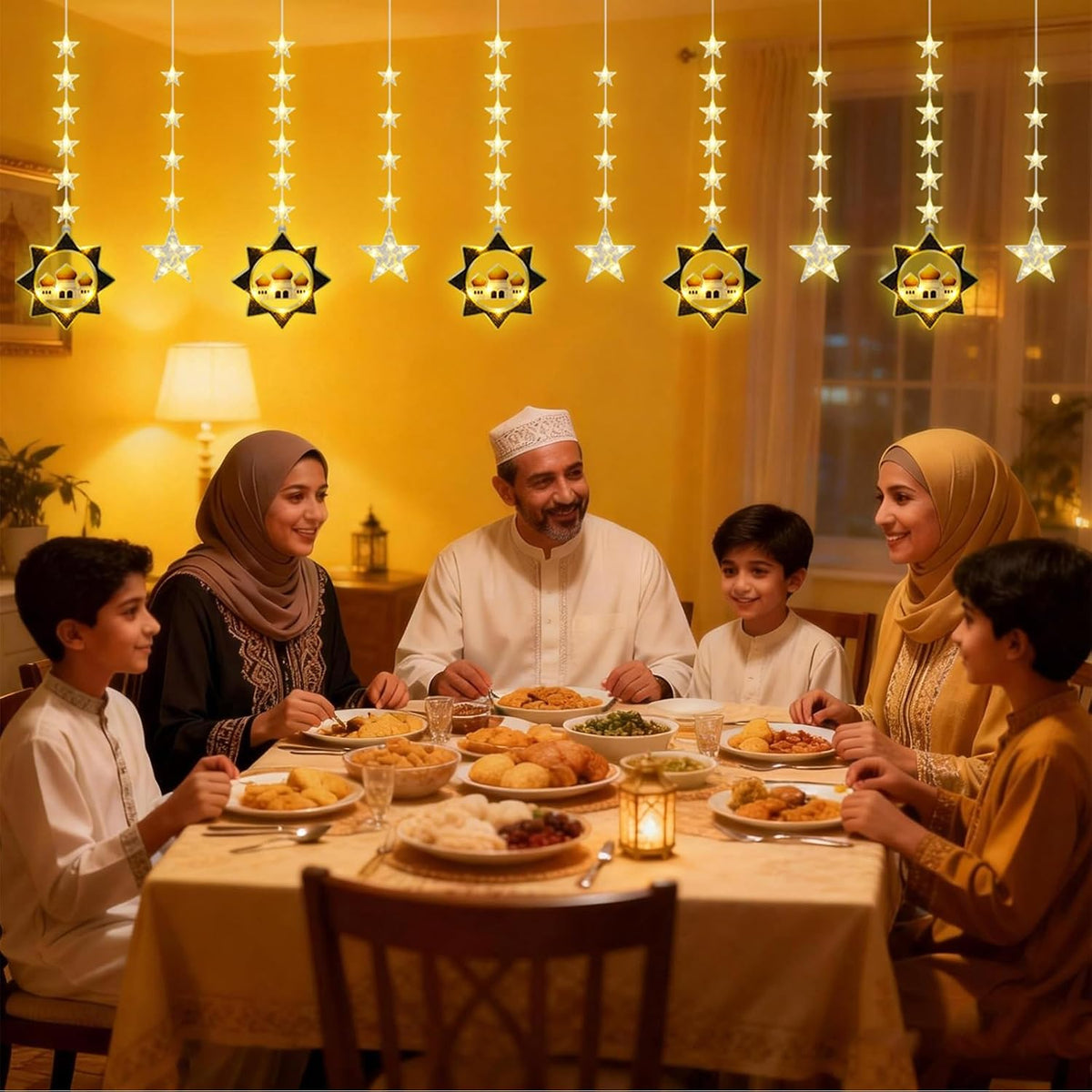 Vigdur Star Curtain Lights, 10FT 120 LEDs Ramadan Fairy Lights with Remote