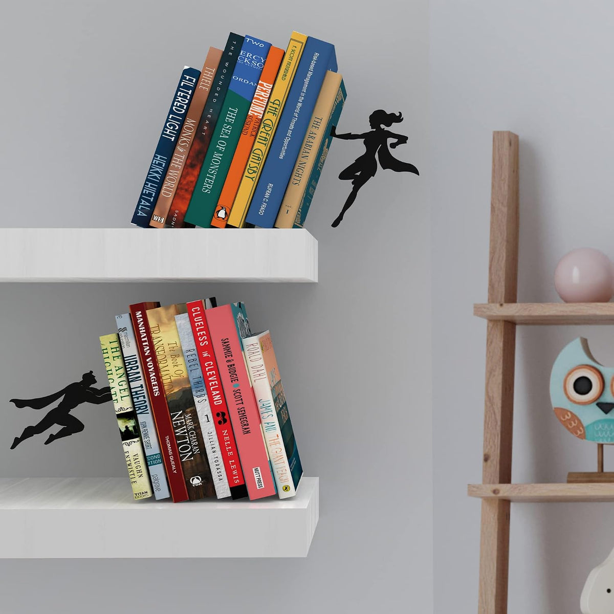 Bookends for Shelves - Superhero&Supergal - Heavy Duty Metal Book Ends