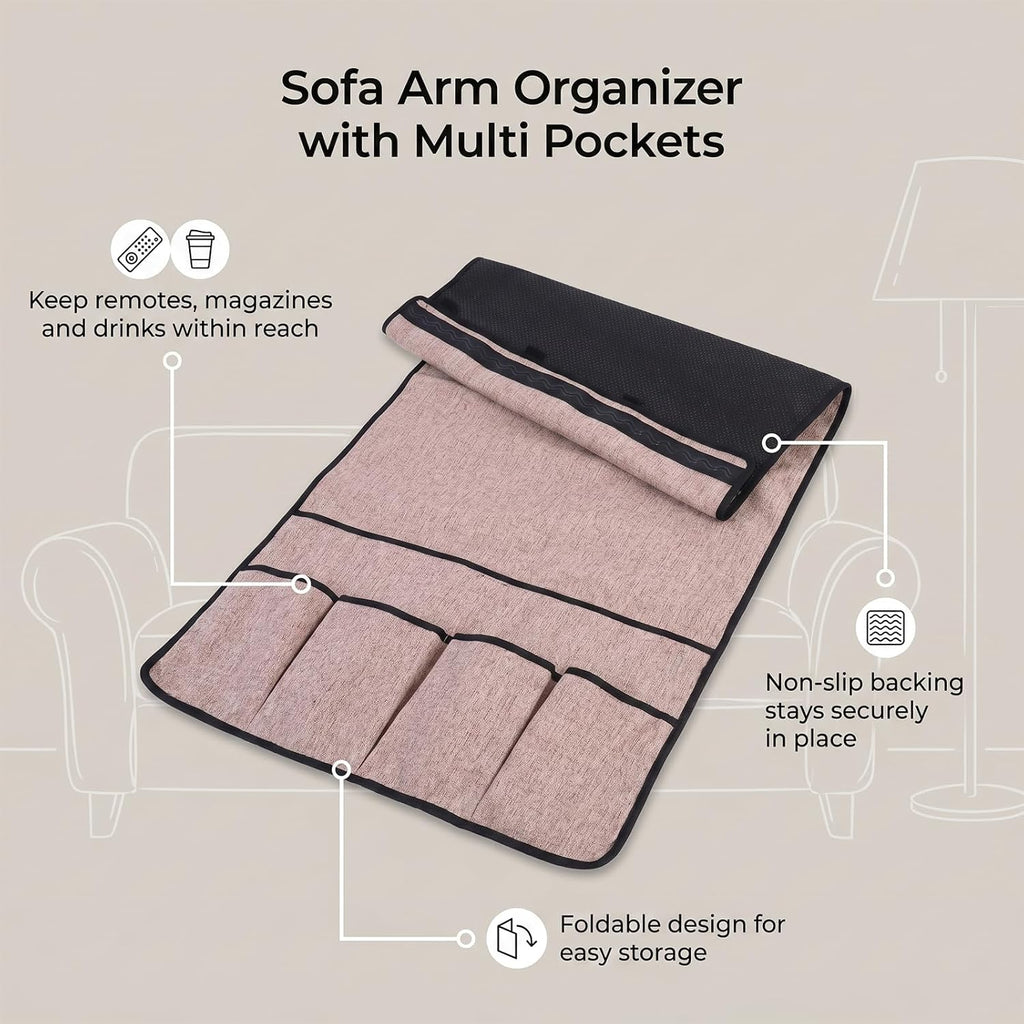 Remote Control Holder, Fits 33.1" x 18.5" Armrest (Brown)