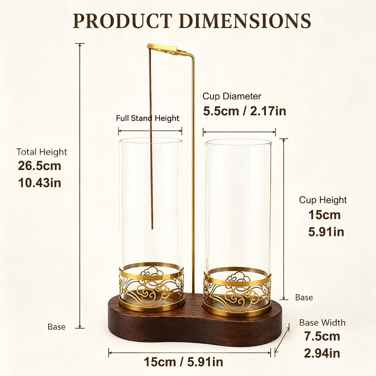 2 in 1 Incense Holder Set, Anti-Tip Burner Glass Ash Catcher with 20 Sticks