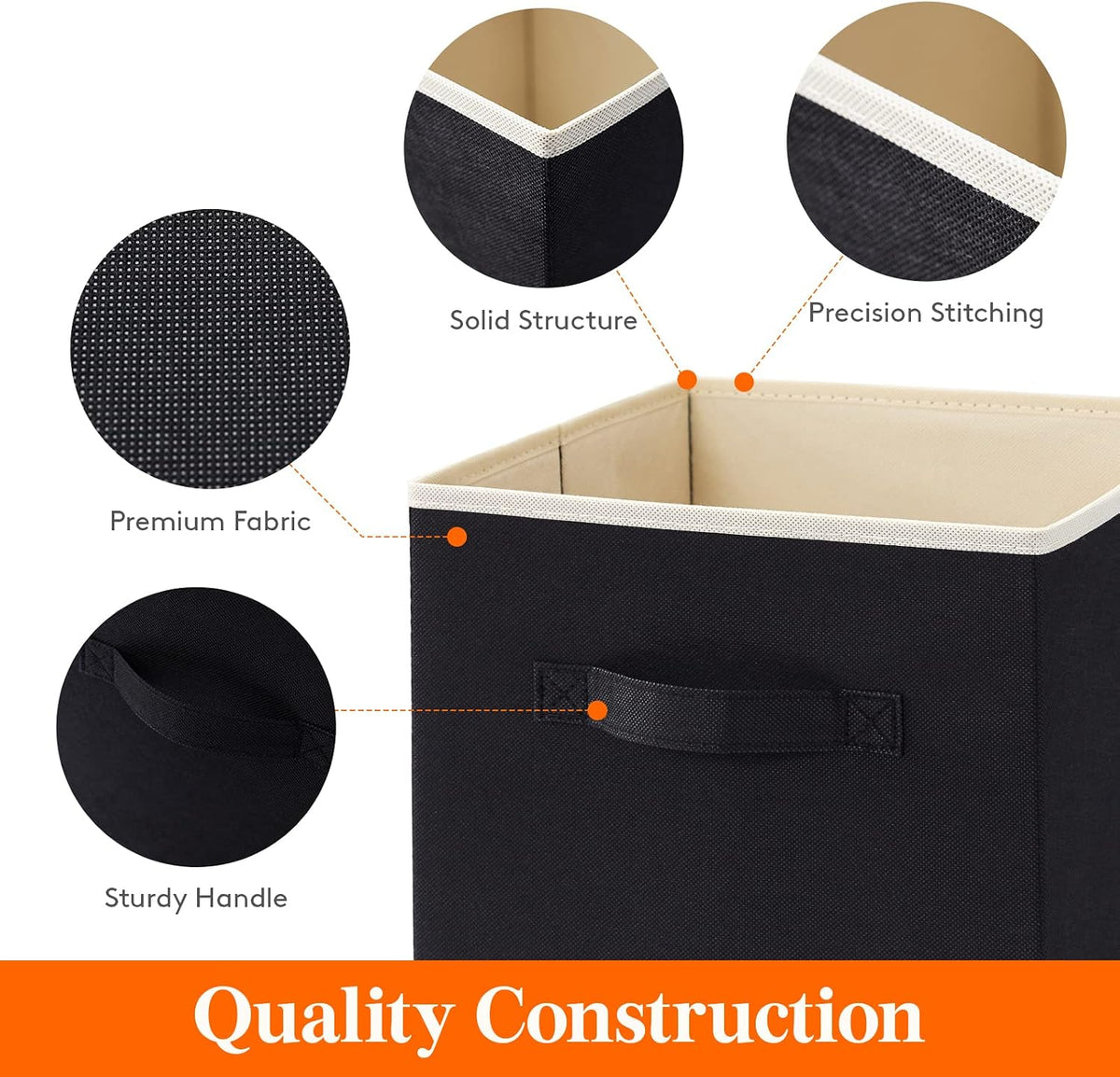 Lifewit Storage Cubes, 11 Inch Organizer Bins, 18L Black, 6 Packs