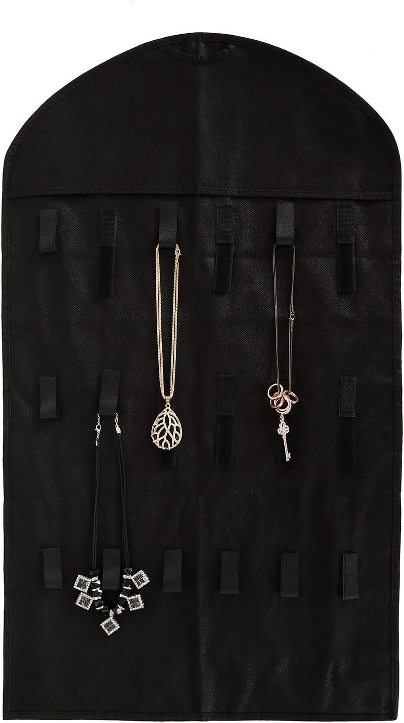 Foraineam 3 Pack Hanging Jewelry Organizer 32 Pockets 18 Hook and Loops Necklace Holder Earrings Bracelet Ring Display Storage Bag