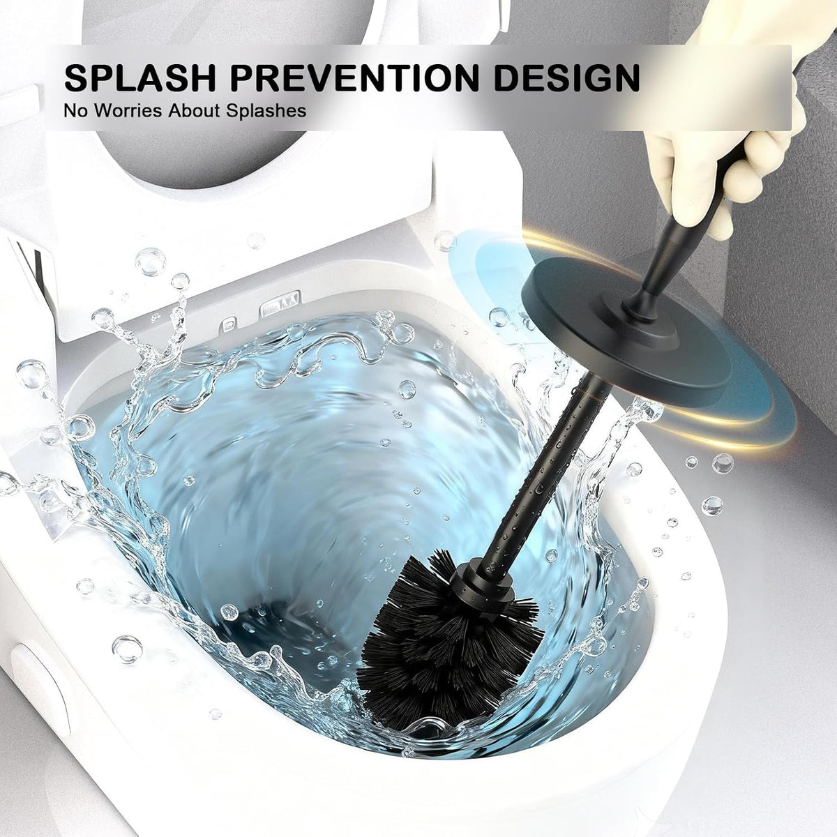 Stainless Steel Toilet Bowl Brush and Holder Set Scrubber Black