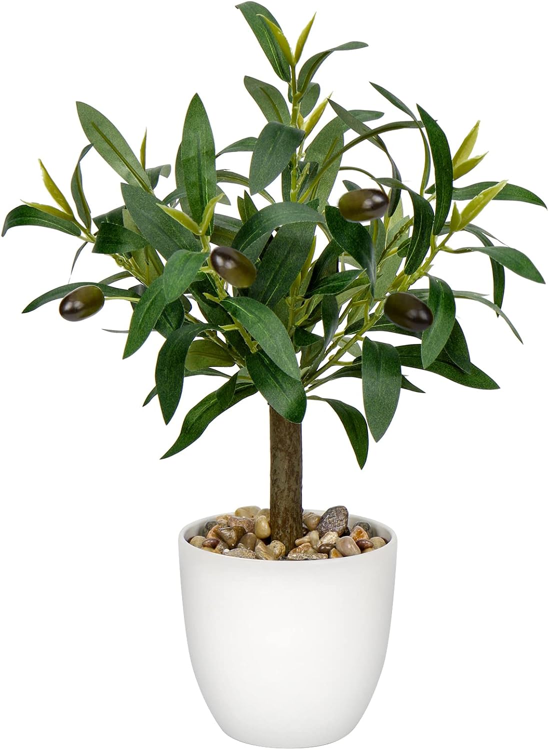 Briful 15 Inch Small Artificial Olive Tree in White Pot Tabletop Decor