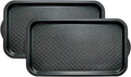 PetLike Boot Tray for Entryway, Pet Food Mat Tray, Waterproof Rubber Shoe Tray for Indoor and Outdoor, Multi-Purpose Tray for Boots, Shoes, Pets, Garden (Black, 2PACK 29.5X16 INCH)