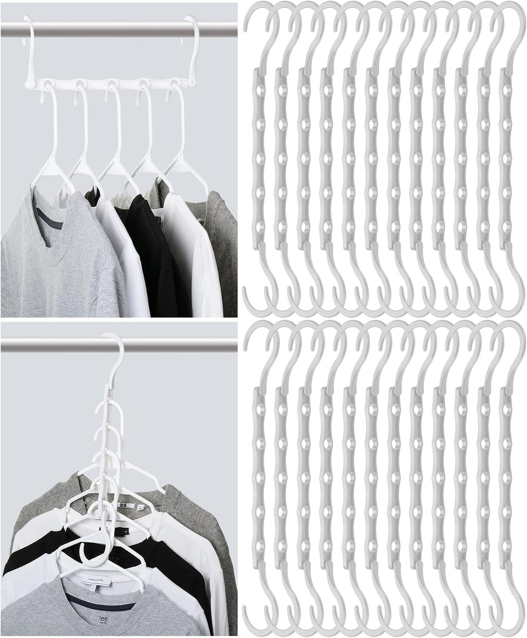 Mr. Pen- Bulk Space Saving Hangers for Clothes, 24 pcs, 5 Slots, Plastic