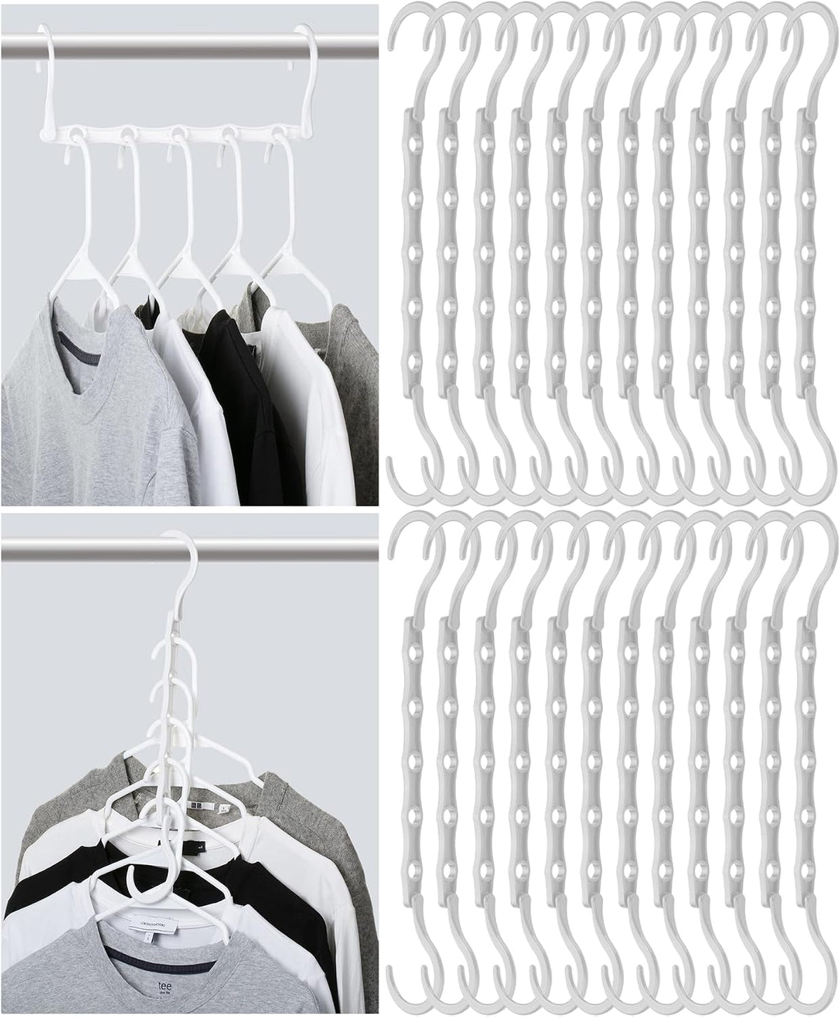 Mr. Pen- Bulk Space Saving Hangers for Clothes, 24 pcs, 5 Slots, Plastic