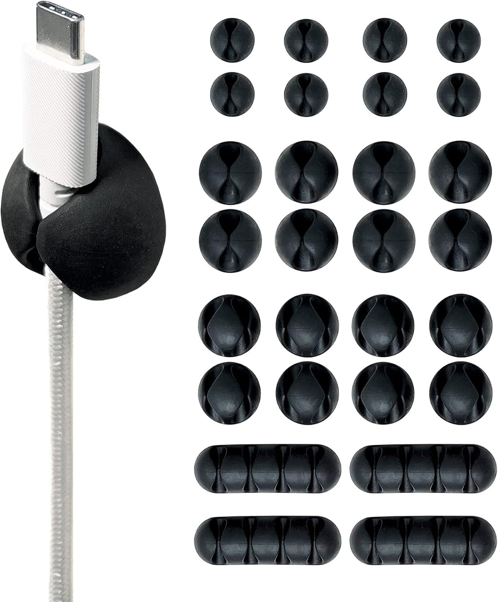 Wrap-It Storage Cable Clips - (Assorted 28-Pack) Black