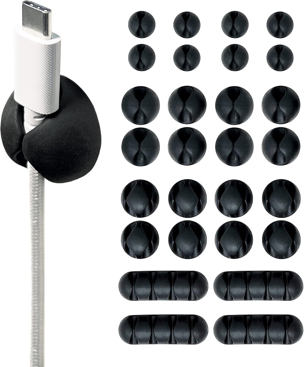 Wrap-It Storage Cable Clips - (Assorted 28-Pack) Black