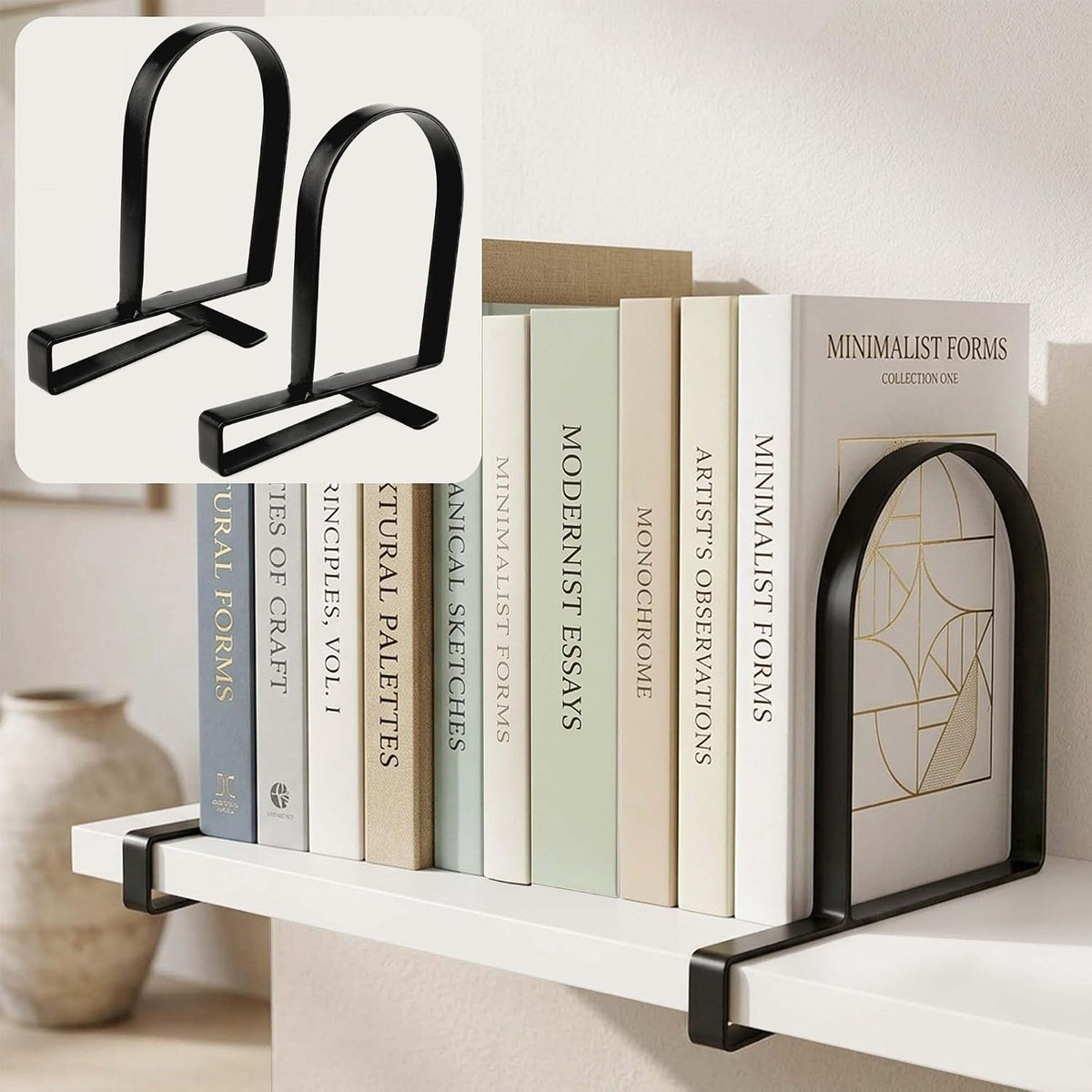 AJART Heavy Duty Bookends for Shelves: Metal Clamp Book for Vinyl Records