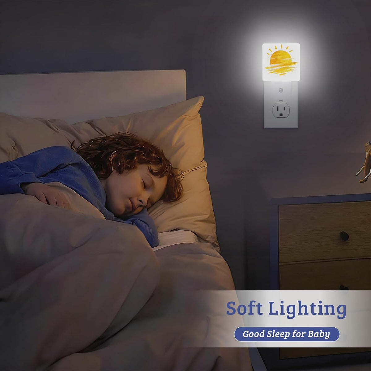 Boho Sun Night Light with Dusk to Dawn Light Sensors, Plug-in Wall Led Night Lights, Energy Efficient Lamp for Bedroom,Bathroom,Kitchen,Hallway,Stairs, Gifts Ideal for Girls Women