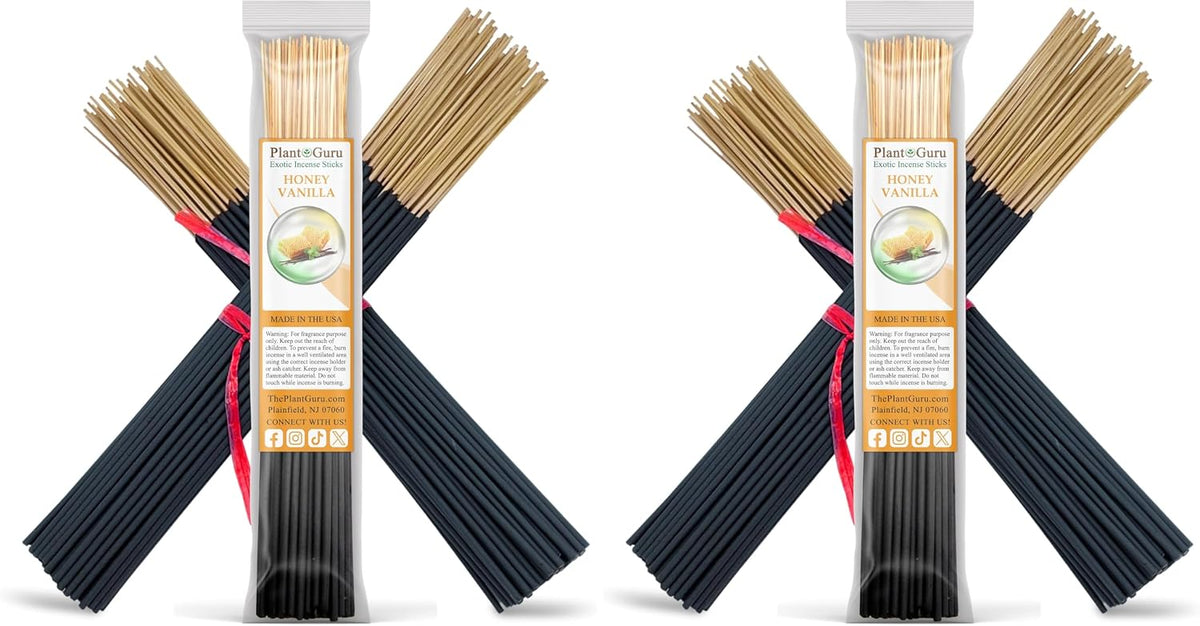 Honey Vanilla Incense Sticks 11" - 1 Bundle 85 to 100 Sticks - Smooth and Clean Long Burn Time, 45 to 60 Minutes. (Pack of 2)
