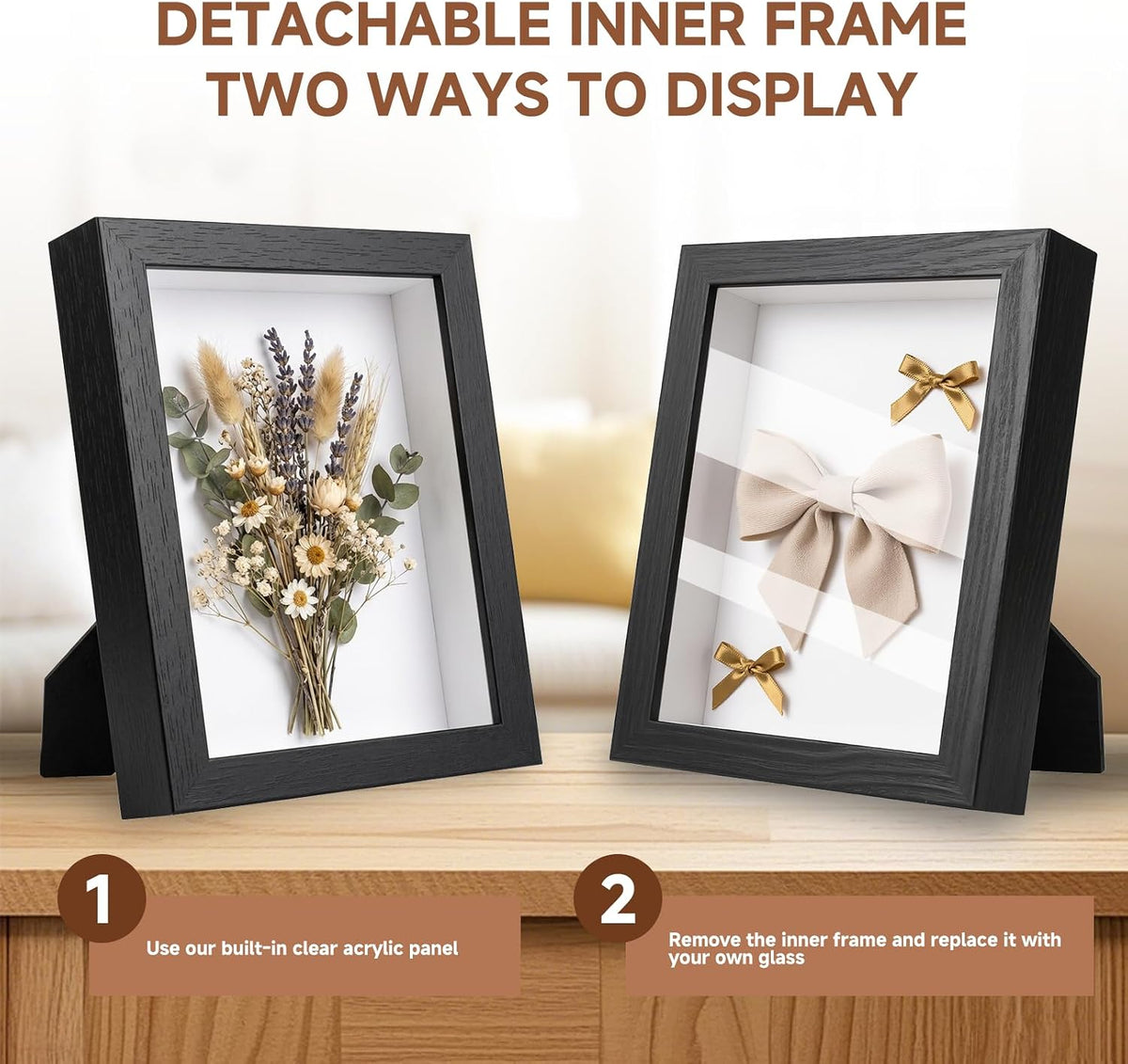 4 Pack 3D Shadow Box Frame Display Case Set for 4x6/8x10/11x14/12x16 Photos
