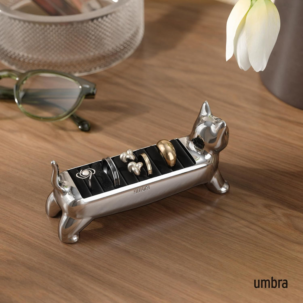 Umbra Ali Cat Ring Holder, Jewelry Storage, Holds 9 Rings, Chrome